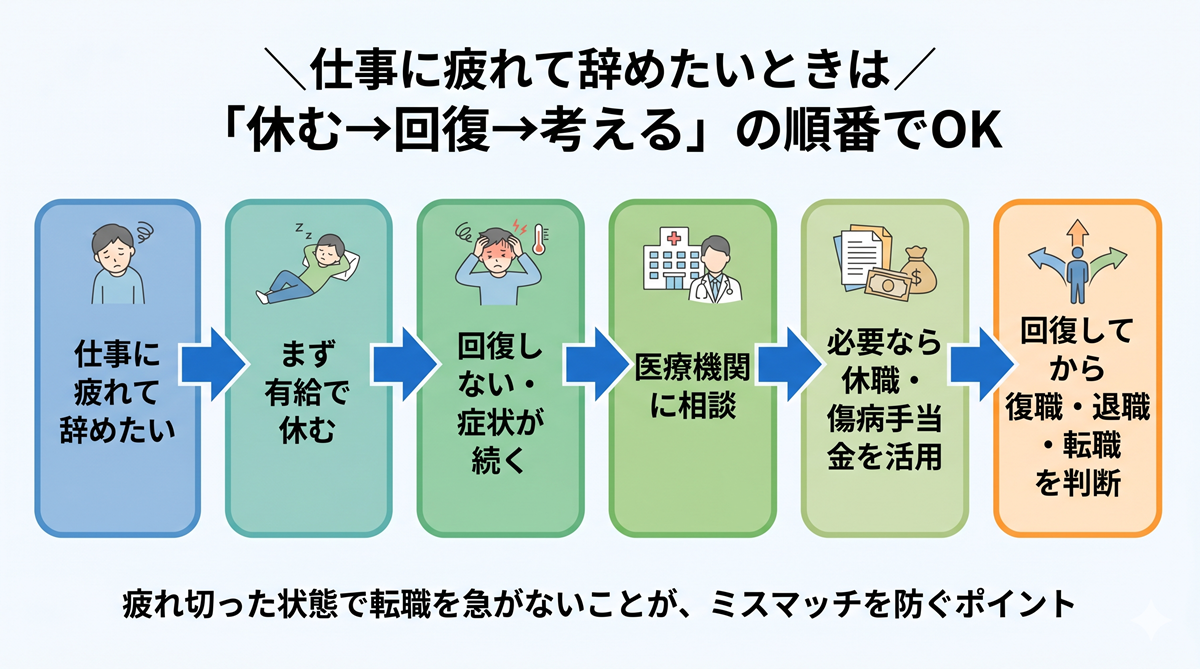 仕事に疲れて辞めたい時の思考ステップ
