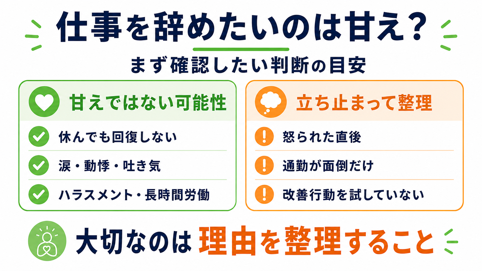 仕事を辞めたいのは甘え？まず確認したい判断の目安
