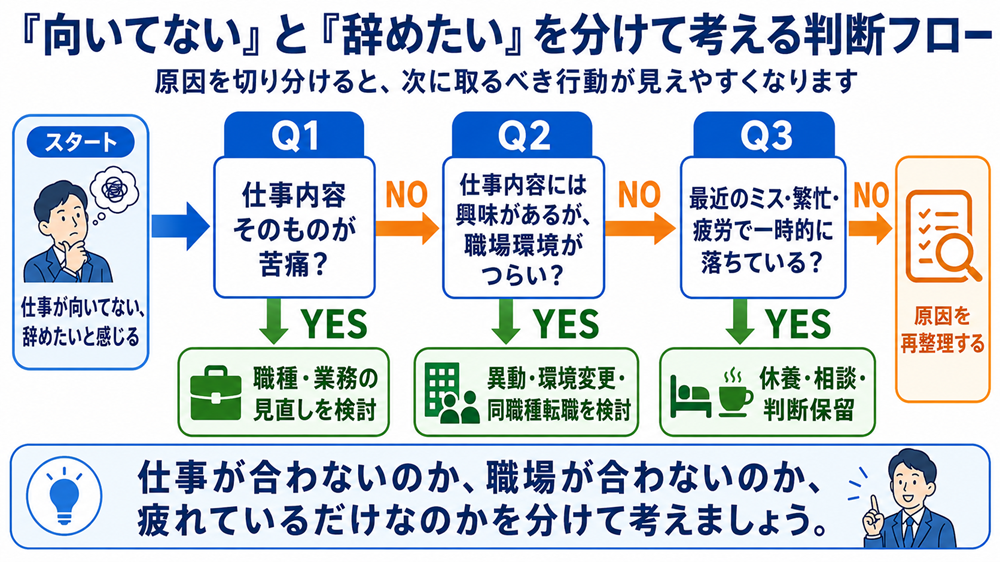 向いてないと辞めたいを分けて考えるフロー
